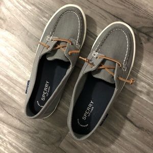 Gray Sperry shoes in great condition.
